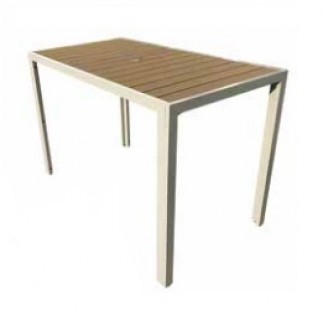 8773361-01 Durango Aluminum and Faux Teak Commercial Restaurant Hospitality Dining Outdoor 33x61 rectangle bar table